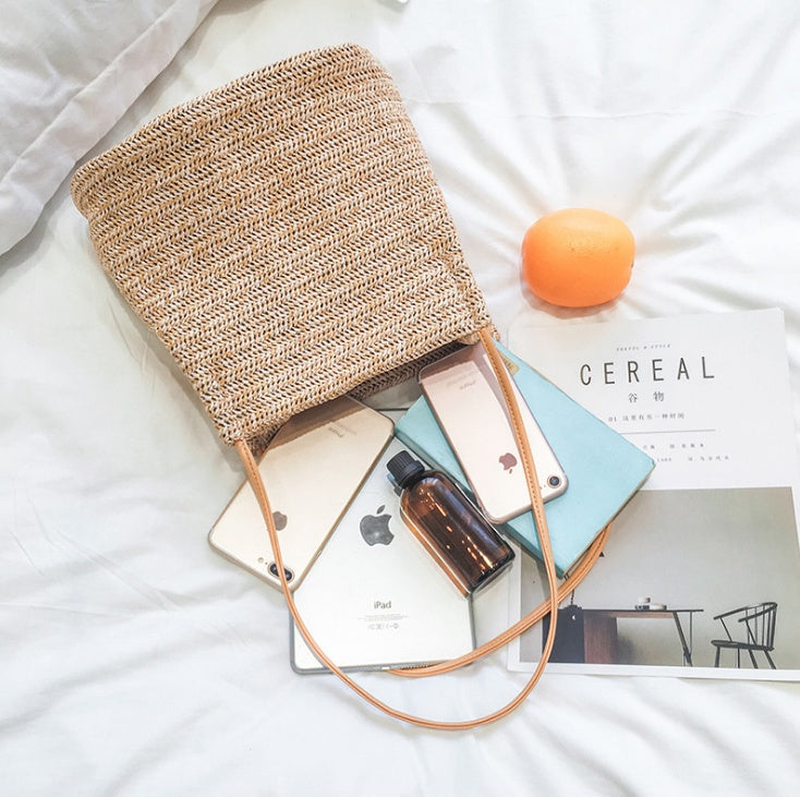 Stroh Woven Shoulder Bag – Handmade Beach Tote