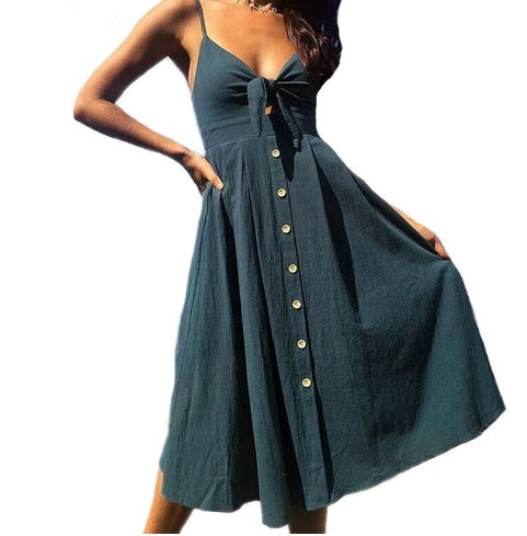 Sexy Midi Dress – Rückenfreies Trägerkleid