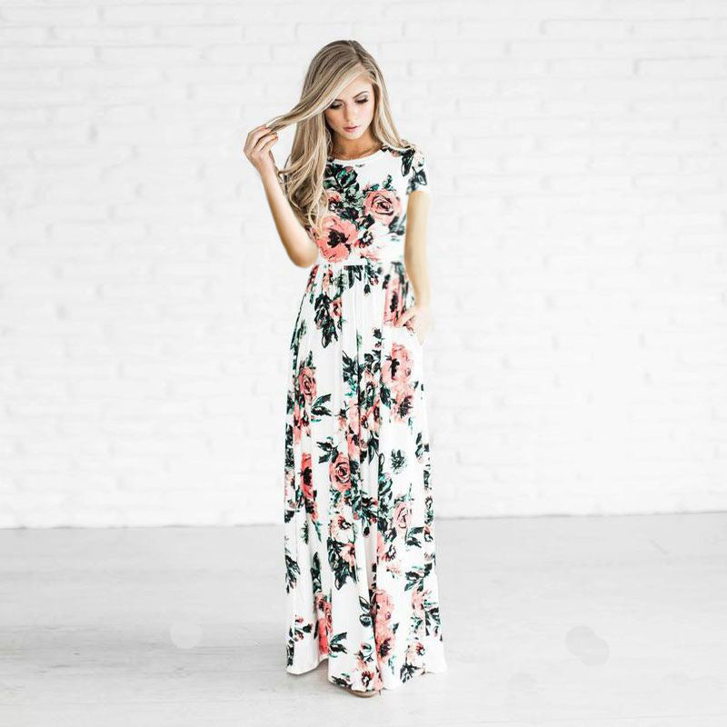 Boho Floral Maxi Dress - Sommerkleid mit Blumenprint