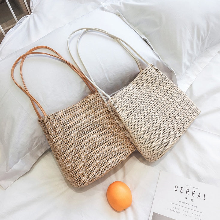 Stroh Woven Shoulder Bag – Handmade Beach Tote