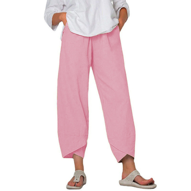 Weite Leinenhose Damen Hohe Taille Sommer Freizeithose