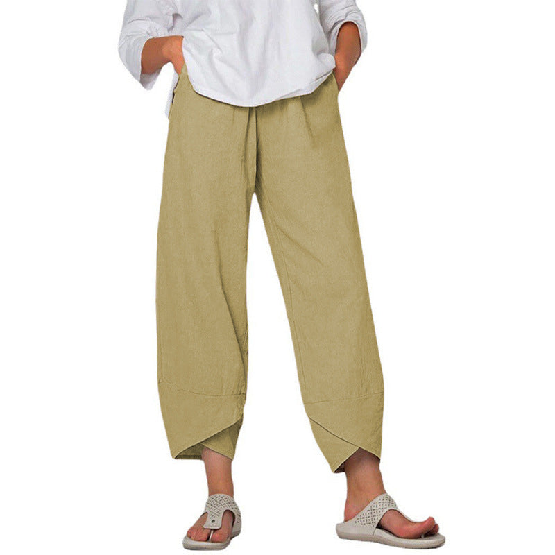Weite Leinenhose Damen Hohe Taille Sommer Freizeithose