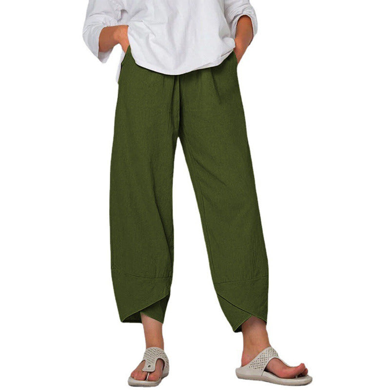 Weite Leinenhose Damen Hohe Taille Sommer Freizeithose