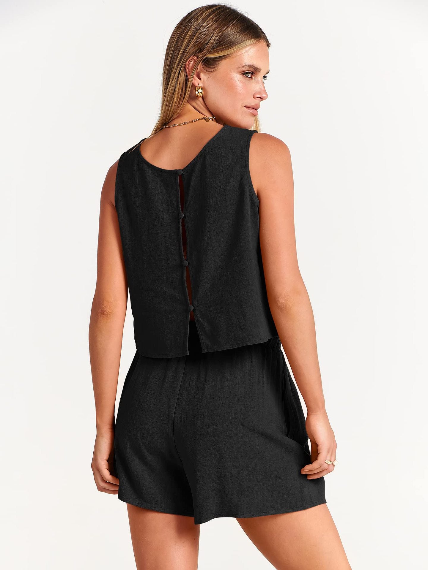 Zweiteiliges Damen Set Ärmellos Top und Shorts Sommer