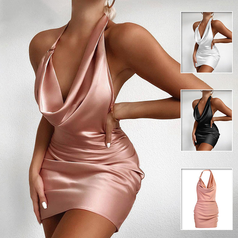 Satin Mini Dress – Elegantes Abendkleid mit Neckholder