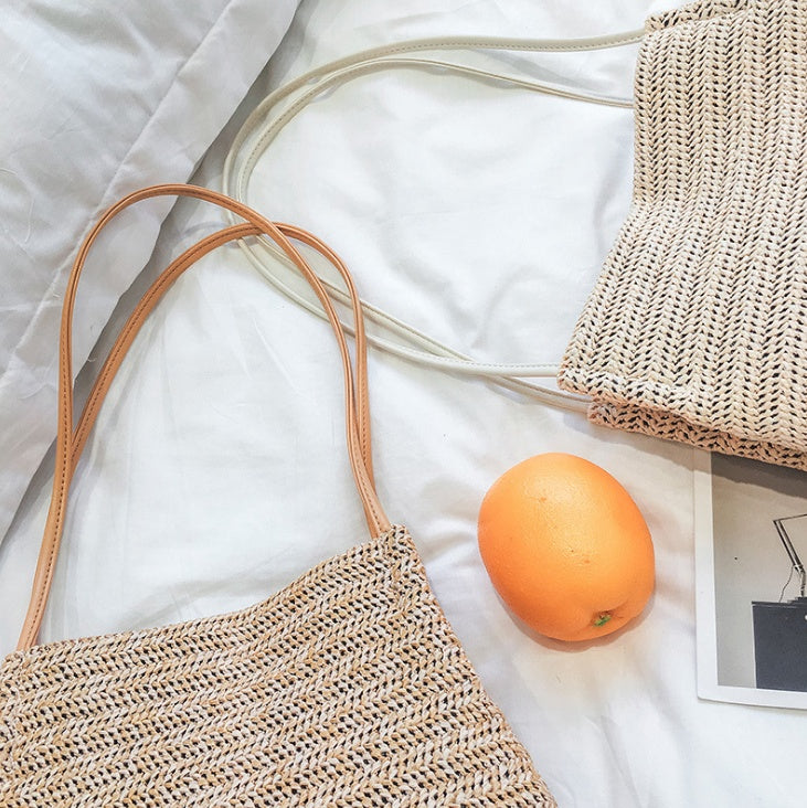 Stroh Woven Shoulder Bag – Handmade Beach Tote