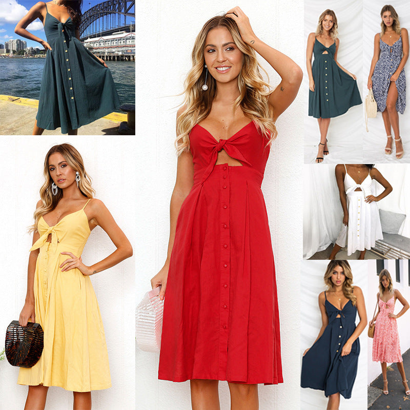 Sexy Midi Dress – Rückenfreies Trägerkleid