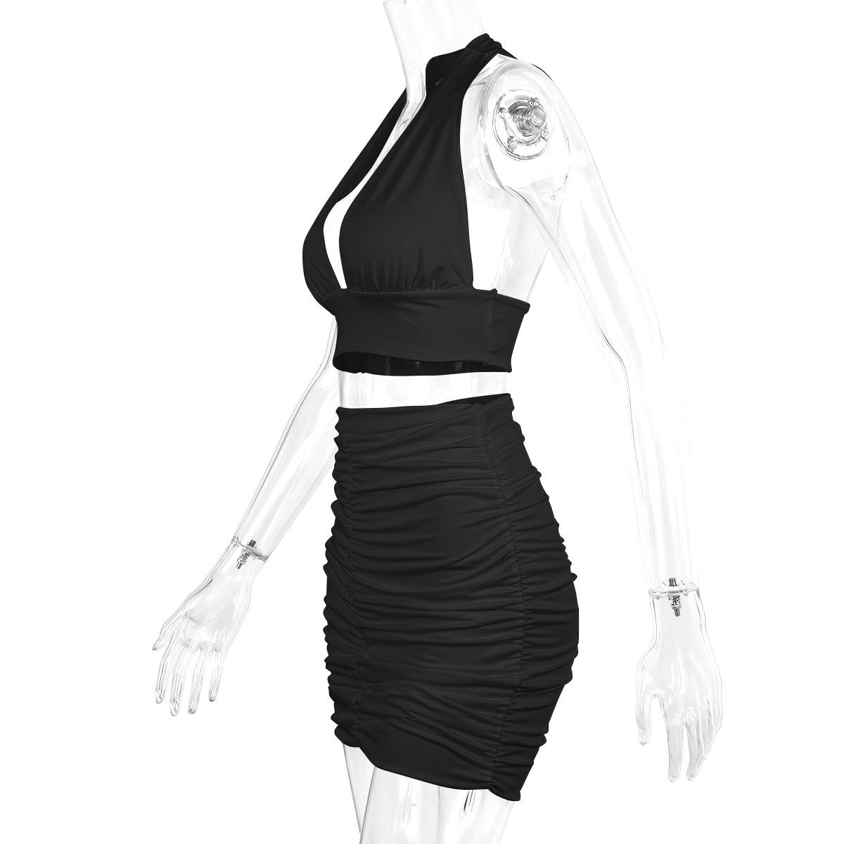 Zweiteiliges Damen Set Halter Top Minirock Sommer