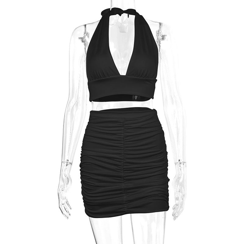Zweiteiliges Damen Set Halter Top Minirock Sommer