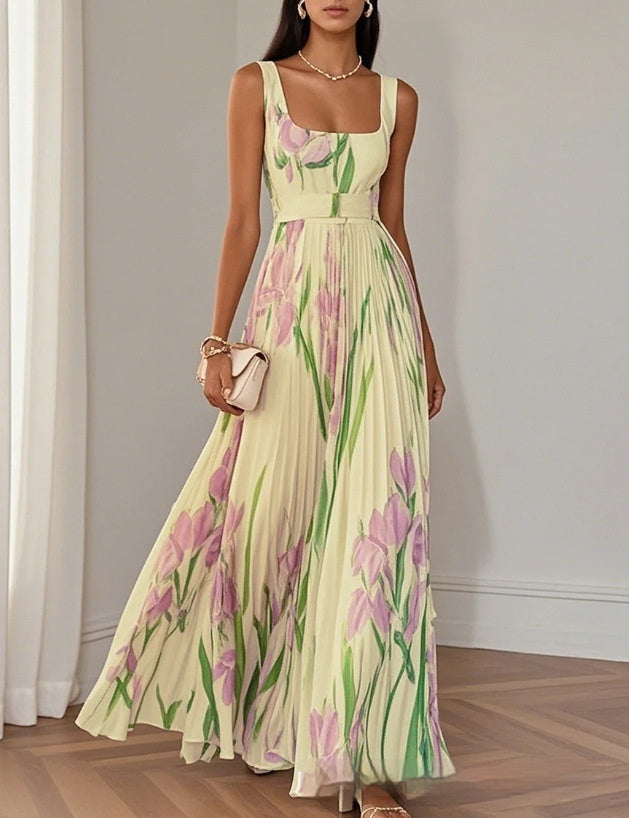 Blumenkleid Sommer A-Linie Midi Kleid Damen