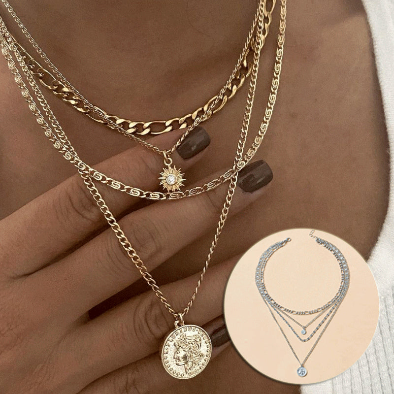 Layered Coin Necklace – Mehrschichtige Goldkette