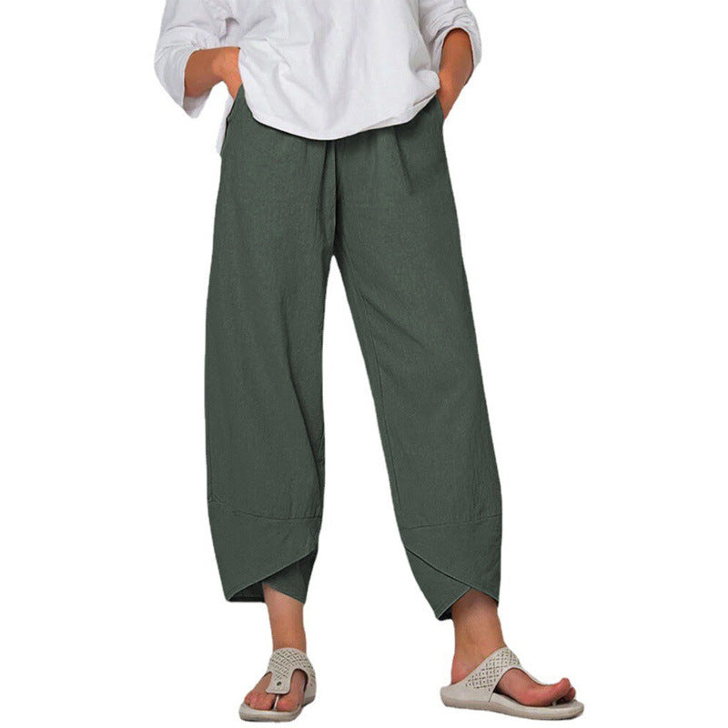 Weite Leinenhose Damen Hohe Taille Sommer Freizeithose
