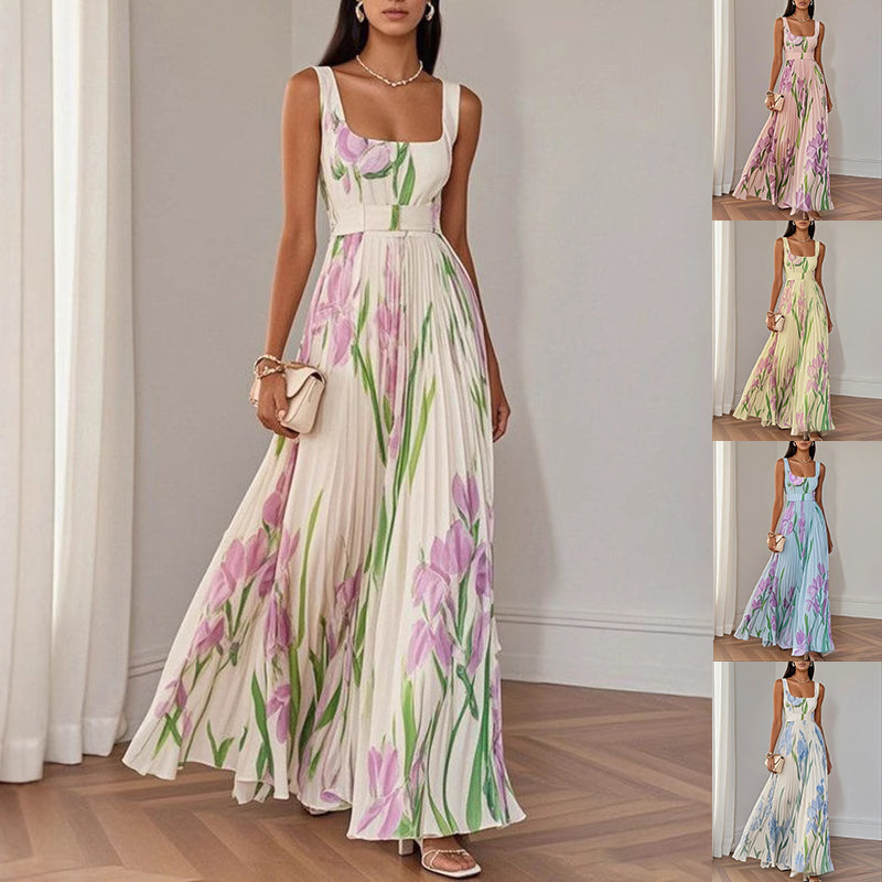 Blumenkleid Sommer A-Linie Midi Kleid Damen