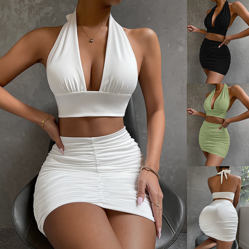Zweiteiliges Damen Set Halter Top Minirock Sommer