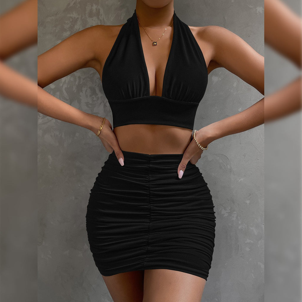 Zweiteiliges Damen Set Halter Top Minirock Sommer