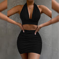 Zweiteiliges Damen Set Halter Top Minirock Sommer